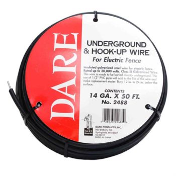 The Underground/Hook-Up Wire is a double insulated, galvanized wire for electric fencing hook/ups, undergrounds, and electrical connections.
